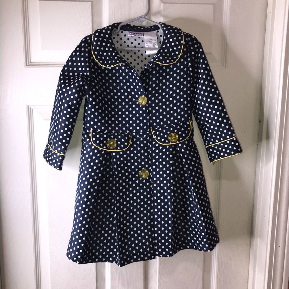 BlueBeri Boulevard Polka Dot Coat Toddler Size 4T